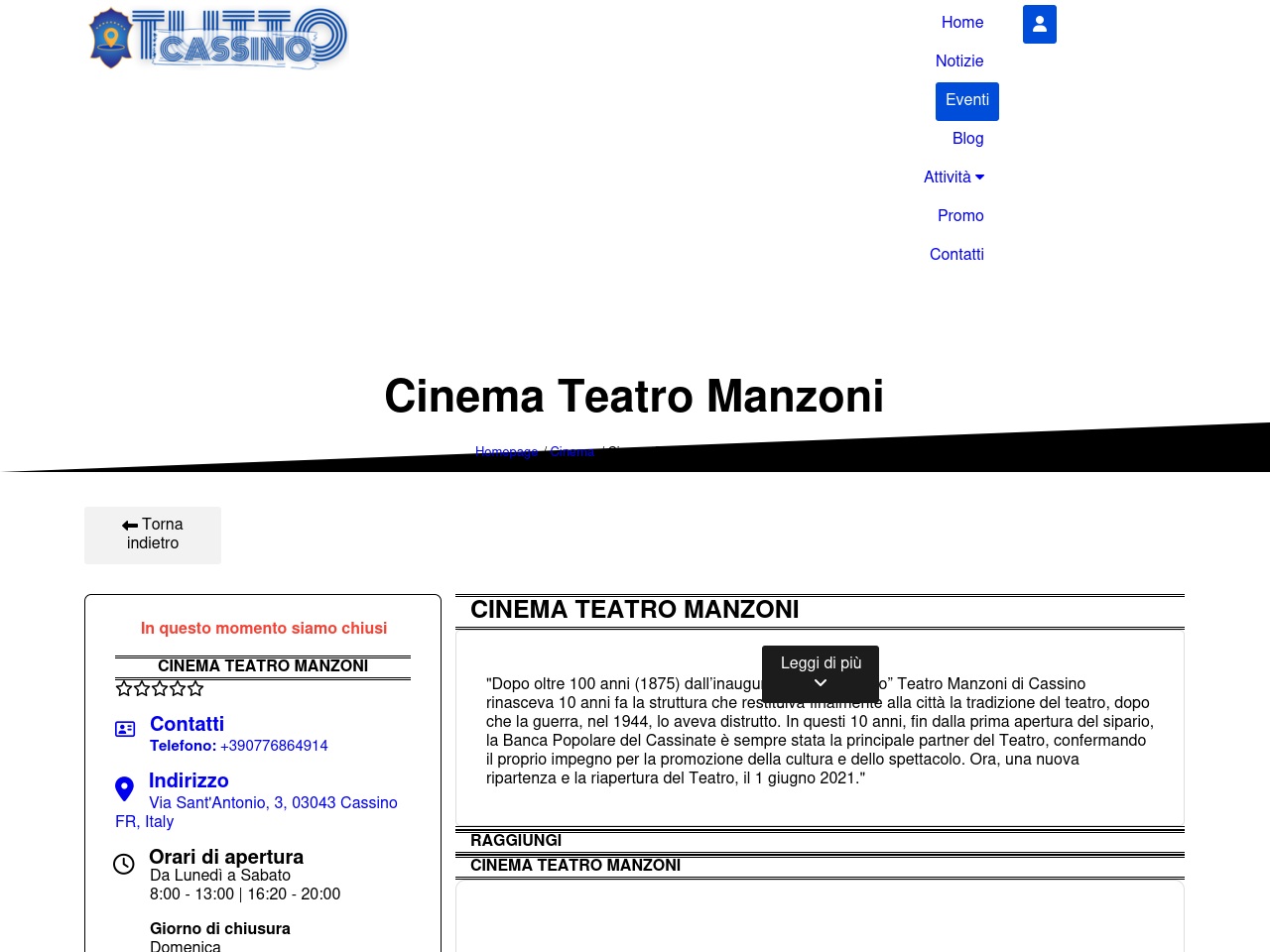 teatromanzoni.com screenshot alt-text