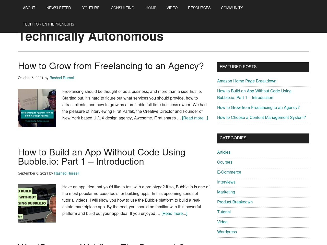 technicallyautonomous.com screenshot alt-text