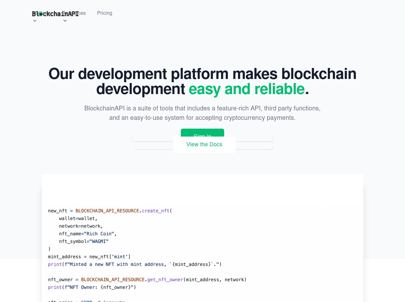 theblockchainapi.com screenshot alt-text