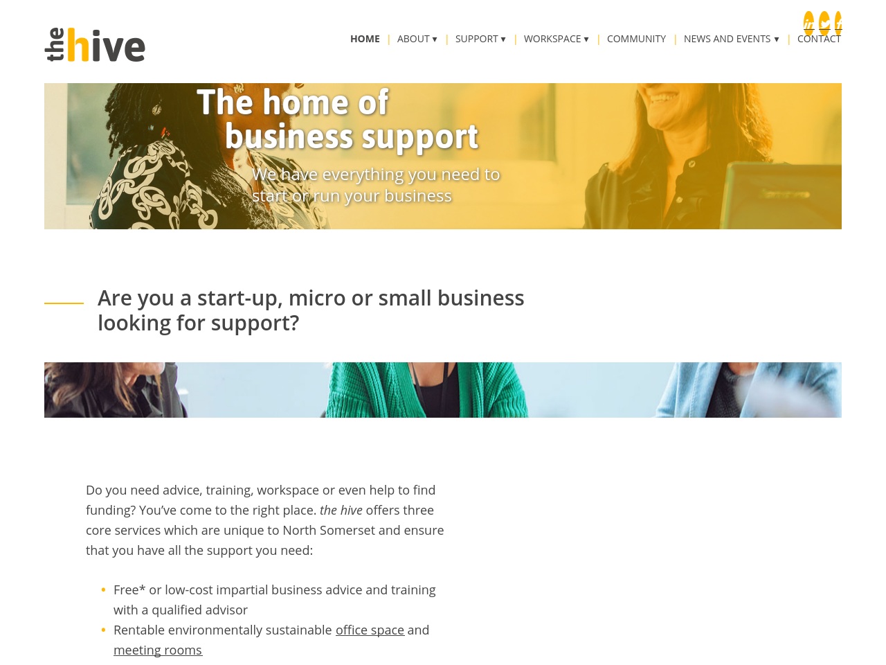 thehivebusinesssupport.org screenshot alt-text