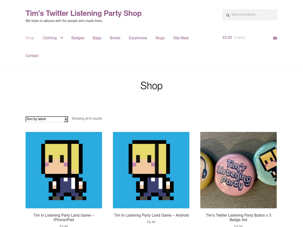 timstwitterlisteningpartyshop.com screenshot alt-text