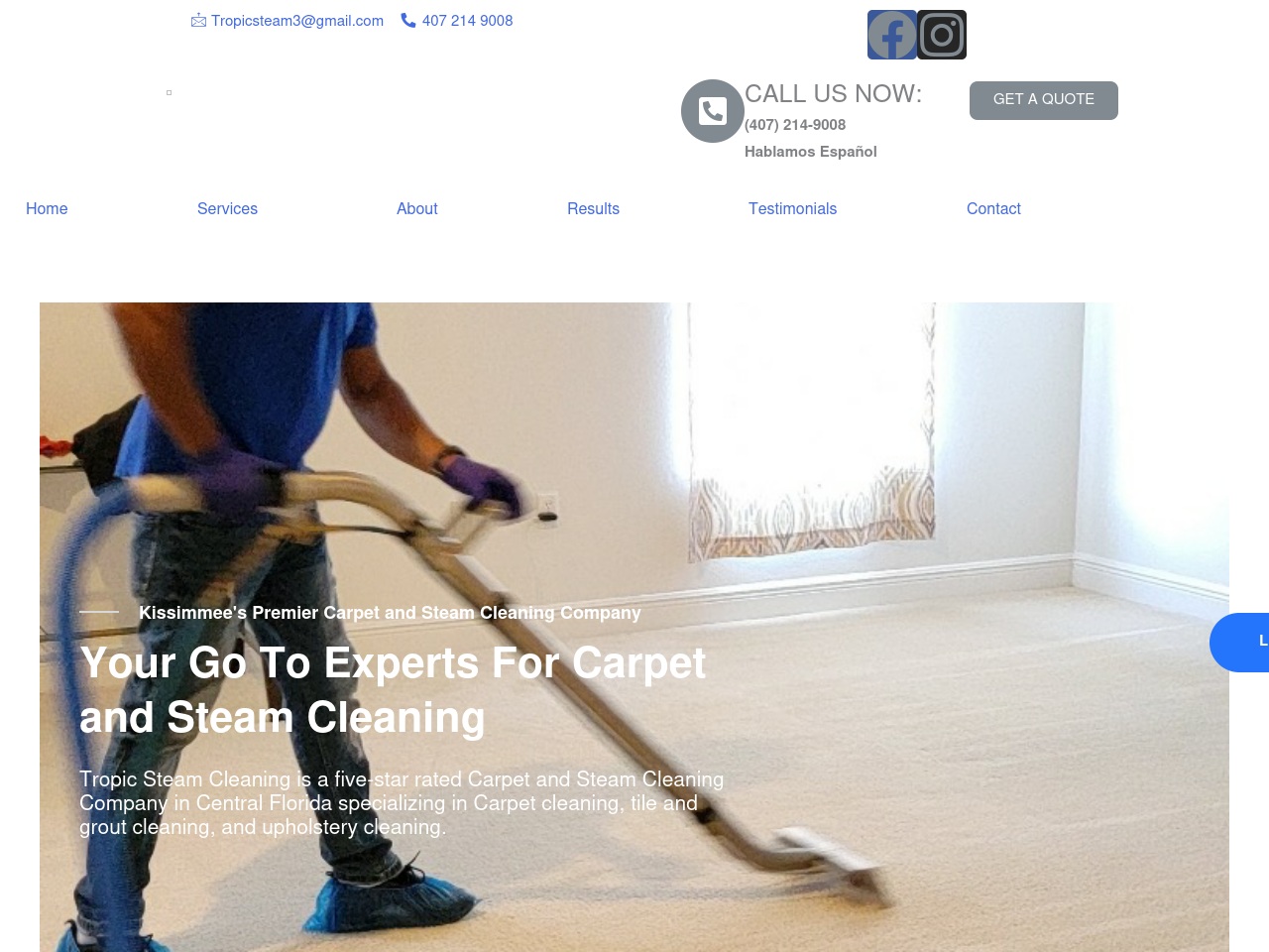 tropicsteamcleaning.com screenshot alt-text