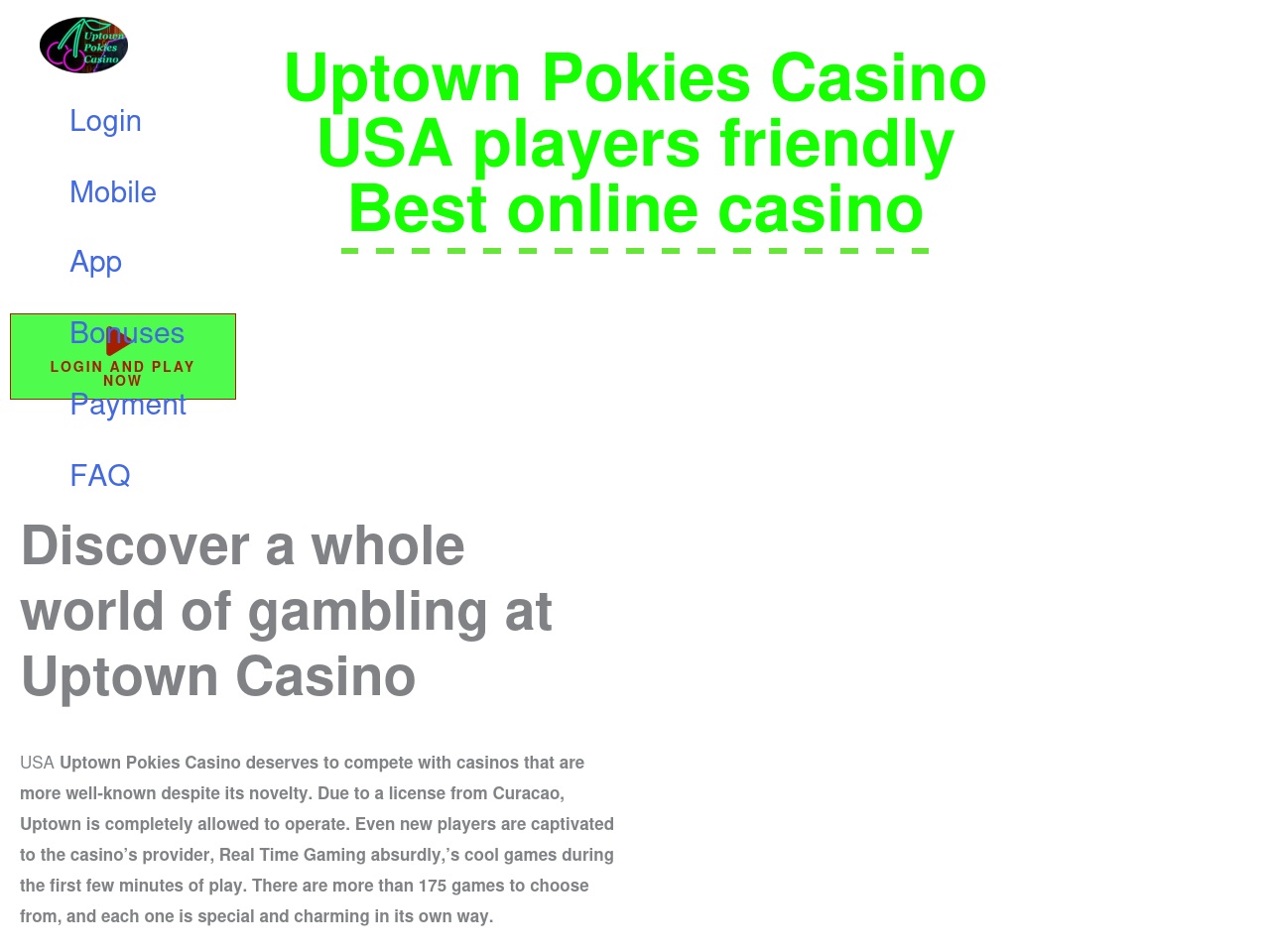 uptowncasinousalogin.com screenshot alt-text