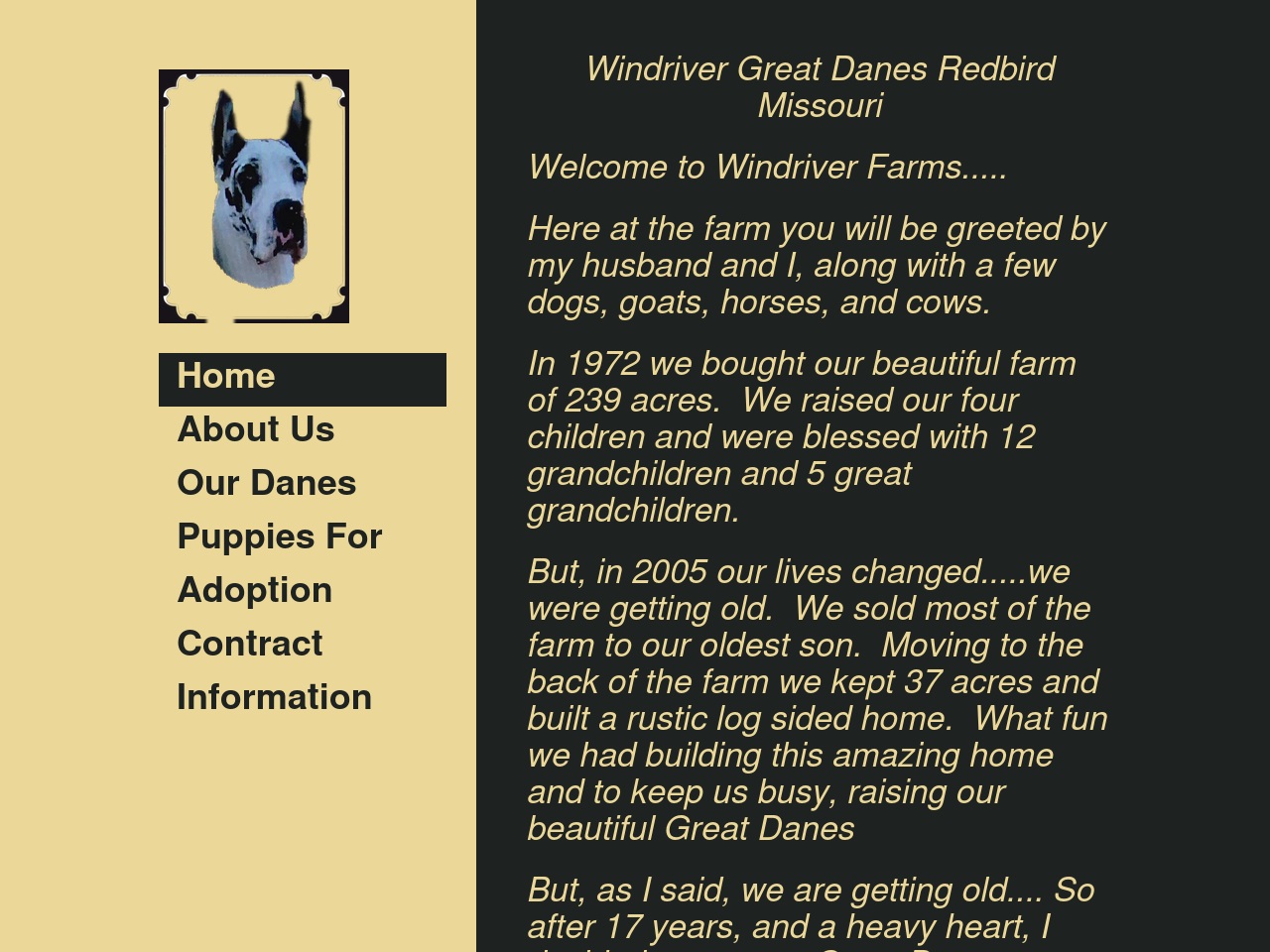 windrivergreatdanes.net screenshot alt-text