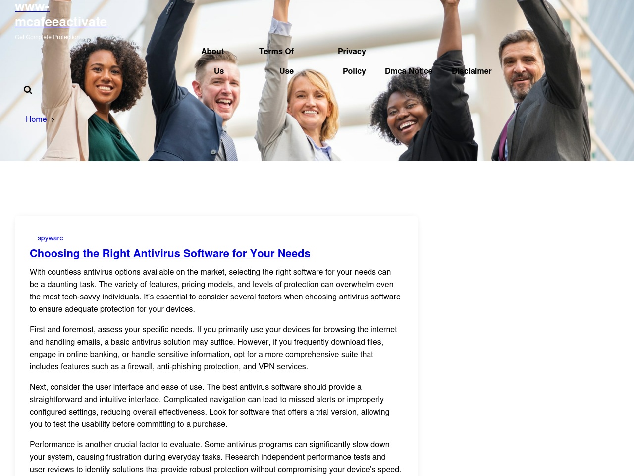 www-mcafeeactivate.us screenshot alt-text