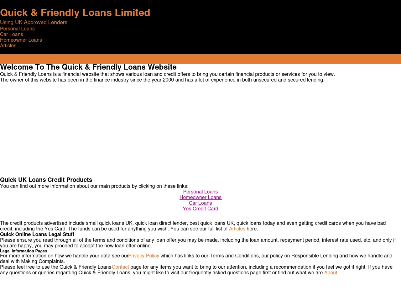 www.quickandfriendlyloans.com screenshot alt-text