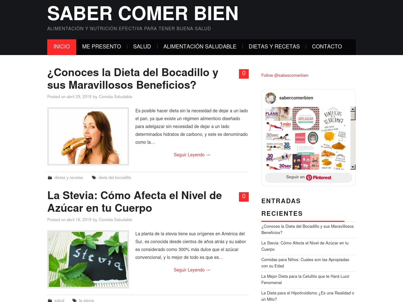 www.sabercomerbien.com screenshot alt-text