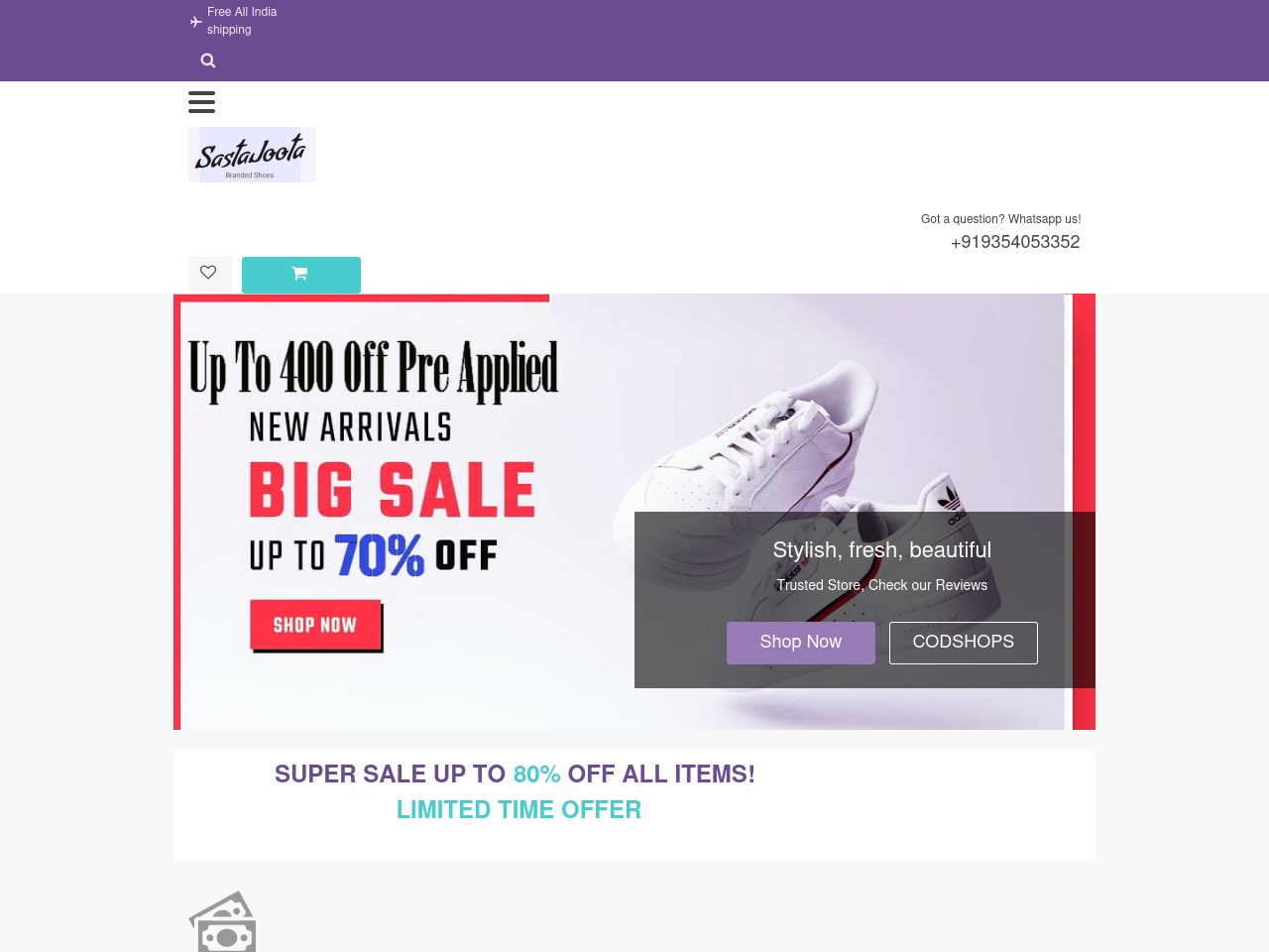 www.sastajoota.co.in screenshot alt-text