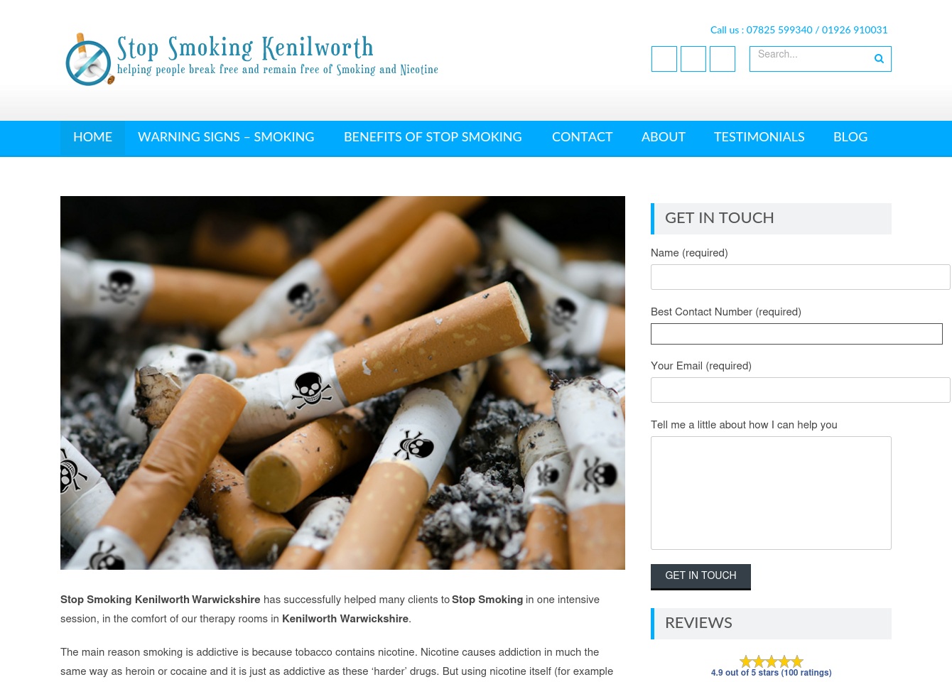 www.stopsmokingkenilworth.co.uk screenshot alt-text