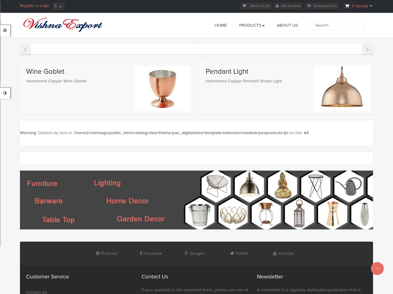 www.vishnaexport.com screenshot alt-text